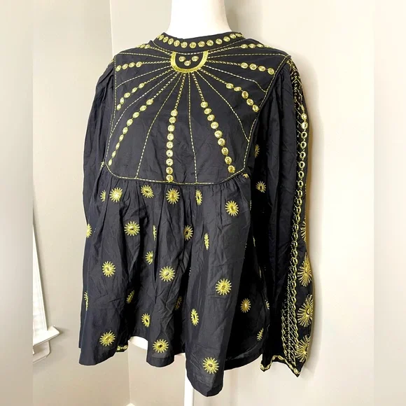 NWOT Farm Rio Sun Embroidered Blouse - Picture 6 of 12